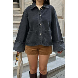 Chaqueta Vaquera para Mujer con Detalle de Manga Doblada, Prenda Exterior Cómoda - Product Image 4