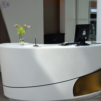Bureau de réception en surface solide Corian Hi-macs sur mesure, petit bureau de réception, forme incurvée pour bureau