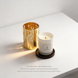 เชิงเทียนโลหะกลวง - เชิงเทียนตัวเลข 5 และตัวอักษรฉลุลายสีทองสำหรับตกแต่งบ้าน - Product Image 5