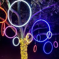 LED Außen IP65 Wasserdichte Garten Hänge-Baumringlichter Halloween Landschaft Dekorative Kreisbeleuchtung für Weihnachten & Feiertage