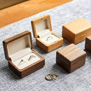 WanuoCraft изготовленный на заказ Вишневый Деревянный аксессуар с двойным кольцом деревянная коробка для свадебной церемонии с двумя кольцами Чехол для свадьбы и церемонии - Product Image 5