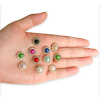 Qiao 12MM 100pcs rond tournesol diamant strass perle boucle couture strass pour accessoire de vêtement