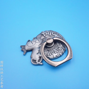 Zinc Alloy Phone <b>Ring</b> Holder Antique Silver 3D <b>Cartoon</b> Design Desktop Stand Back Adhesive Mount - Product Image 1