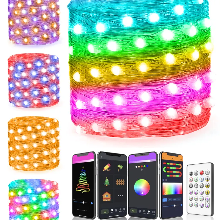Modern Rgbic App Remote Control Smart Led String Light For Giant Christmas Tree Lights Decoration