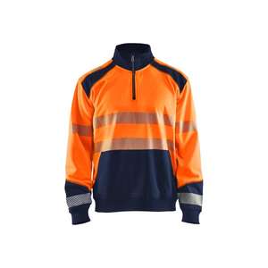 BLAKLADER - 355625285389L <b>Hi</b>-<b>Vis</b> sweatshirt with half zip <b>Orange</b>/Navy blue - EAN 7330509623411 <b>HI</b>-<b>VIS</b> WORKWEAR - Product Image 1