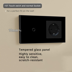 European Standard Touch Switch <b>Socket</b> 16A Glass Panel With Copper Plated Nickel For Wall Installation - Product Image 2