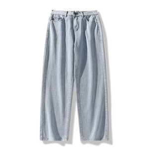 <span class=keywords><strong>Jeans</strong></span> da Uomo Personalizzati Tinta Unita Colore Chiaro Vestibilità Ampia Marchio di Tendenza Pantaloni Dritti Versatili Moda Retrò <span class=keywords><strong>Gamba</strong></span> <span class=keywords><strong>Larga</strong></span> Stile Baggy in Denim - Product Image 4