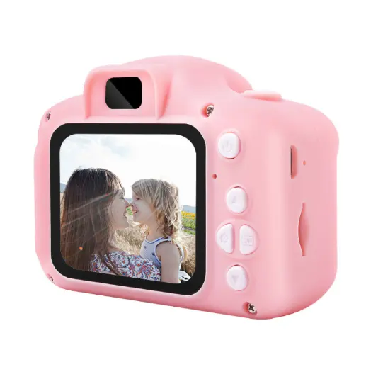 حار بيع البسيطة لطيف الوردي الأزرق الأخضر اللون المزدوج كاميرا Selfie لعبة من الكارتون الأطفال كاميرات 1080P HD الاطفال كاميرا ل الطفل
