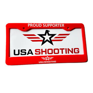 Plaque <span class=keywords><strong>d</strong></span>'<span class=keywords><strong>immatriculation</strong></span> en plastique rouge bon marché avec logo personnalisé imprimé avec cadre pour promotion - Product Image 1