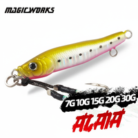 Leurre de pêche Slow Pitch Metal Jig, motif écailles 3D avec hameçons assistés, appât dur pour eau salée et eau douce, pour bar et bar à queue (7g-30g)
