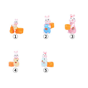 Figuras de conejos en miniatura, adornos de resina para jardín, decoración para exteriores, forma de animal, acabado pintado, independientes - Product Image 4