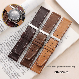 Correa de Reloj Lionorm de Cuero Genuino de Lujo con Liberación Rápida de 20mm 22mm para <span class=keywords><strong>Huawei</strong></span> <span class=keywords><strong>GT2</strong></span> GT3 Samsung, Brazalete de Repuesto - Product Image 1