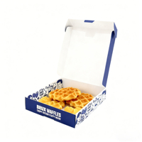 Boîte en carton personnalisable jetable rectangulaire pour emporter, pour la cuisson de crêpes, de gâteaux, de beignets, de gaufres, boîte à gaufres