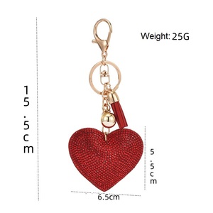 Wholesale peach heart hot stamping <b>leather</b> <b>keychain</b> tassel <b>keychain</b> pendant - Product Image 2