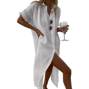 <span class=keywords><strong>Vestido</strong></span> midi tipo <span class=keywords><strong>camiseta</strong></span> de <span class=keywords><strong>manga</strong></span> <span class=keywords><strong>larga</strong></span> informal y holgado de color liso estilo INS para mujer, estilo europeo-americano, para playa, 2026 - Product Image 5