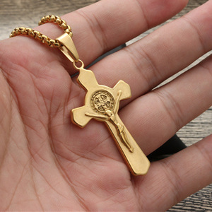 Cross Pendant Stainless Steel Gold Color Themed Pendant For Men Gift Necklace - Product Image 3