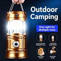 Lampu Camping LED Lipat untuk Luar Ruangan, Dapat Diisi Ulang via USB, Senter Darurat Gantung untuk Pemadaman Listrik, Badai, Berkemah, Memancing