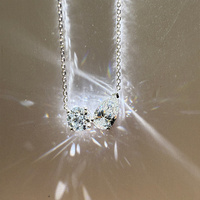 Collana Toi Et Moi con Diamante Coltivato in Laboratorio, Taglio a Pera 1 Carato, Platino PT950, Certificato IGI, Colore D, Gioiello di Lusso con Pendente a Due Pietre
