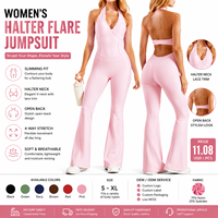 Combinaison de yoga une pièce à col en V avec dentelle et logo personnalisé pour femme, dos ouvert, taille haute, anti-humidité, séchage rapide, tenue de sport