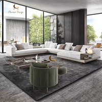 Canapé italien Connery Design Canapé d'angle en coton et lin Luxe Minimaliste Rond