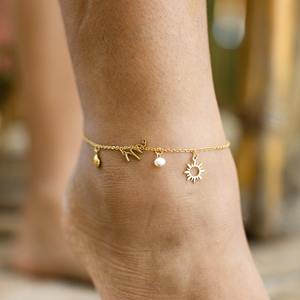 MECYLIFE-<span class=keywords><strong>Tobillera</strong></span> de Acero Inoxidable con 26 Letras Iniciales, <span class=keywords><strong>Tobillera</strong></span> de Estilo Bohemio, Chapado en Oro, Sol, Verano, <span class=keywords><strong>Surf</strong></span>, Niñas - Product Image 3