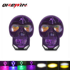 Purple Skull <b>Spotlight</b> Motorcycle Led Headlight Front Waterproof Retrofit Upgrade Plastic Aluminum Alloy Condensing Lens - Product Image 2