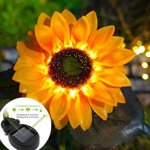 Luces LED solares de 3 cabezas para jardín al aire libre, flores, <span class=keywords><strong>lirio</strong></span> de rosa, girasol, precio de fábrica de China - Product Image 4