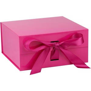 La caja de regalo rosa brillante con tapa es ideal para regalar y se puede personalizar según necesidades específicas. - Product Image 1
