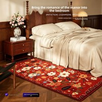 Nouveau tapis de chevet de chambre à coucher en peluche, style persan, à motifs floraux antibactériens, isolant thermique, résistant aux taches, pliable, long et large