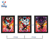 Póster de Anime 3D Personalizado con Patrón de Telaraña, Arte Mural de Plástico 3D en Rojo y Azul, Diseño de Telaraña con Corte Láser en Capas de PET