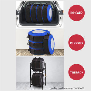 Beeland 4 סט כחול חזרונית נייד עונתי חילוף לרכב מכסה תיק צמיג אוטומטי עם ידית - Product Image 5