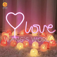Lampe LED néon rose en forme de cœur, alimentation USB 5V, lumière blanche chaude, décorations de mariage, cadeaux de la Saint-Valentin
