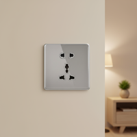 Enchufe de Pared Industrial Universal de 5 Pines, 13A 220V, Interruptores Eléctricos, Enchufes de Lujo de Vidrio Negro y Dorado, Toma de Corriente Múltiple