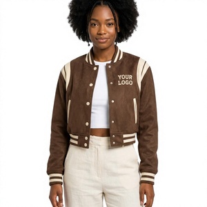 Custom Cropped Varsity <b>Jacket</b> <b>Women</b> Vintage Letterman <b>Bomber</b> <b>Jacket</b> Wool Sleeves College Baseball <b>Jacket</b> 2026 - Product Image 1
