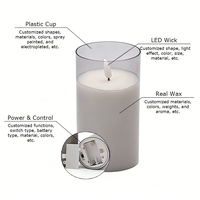Nouvelle Arrivée Bougie Pilier LED Sans Flamme Décorative pour Mariages, Fêtes et Événements, avec Minuteur Marche/Arrêt et Fonctionnement sur Piles, dans un Gobelet en Plastique