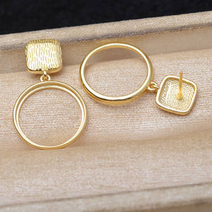 Support de boucles d'oreilles carré Ma Bei, plaqué or 18 carats brossé, 16,5-16,7 mm, composants de bijoux pour accessoires de perles DIY - Product Image 2