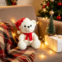 Peaux d'animaux en peluche non rembourrées pour Noël, incluant peaux d'ours en peluche, peaux d'ours en peluche avec bonnet et écharpe de Père Noël, et housses de peluche vierges pour ours en peluche.