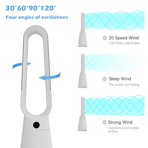 Ventilateur tour sans pales silencieux et puissant à 20 vitesses, 36 pouces de hauteur, avec télécommande, rafraîchisseur d'air pour supermarchés européens - Product Image 1