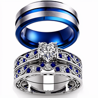 LOVERSRING Ensemble de bagues de mariage et de fiançailles unisexe pour couple, en carbure de tungstène, pierre, cristal, agate, anniversaire