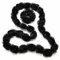 Pita Kain Renda Bunga Mawar 3D Hitam, Aplikasi Bunga Gothic, Hiasan Jahit, Ukuran 3cm, Bahan Kerajinan DIY untuk Kostum