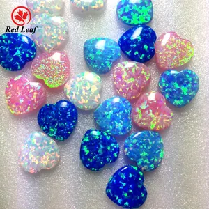 Wholesale Heart Cabochon Flat Back for jewelry making high polishing synthetic opal manufacturer