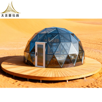Usine directe luxe 7m 8m 9m cadre en alliage d'aluminium tente dôme géodésique en verre de glamping avec salle de bain
