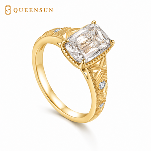Anel de Noivado Vintage com Diamante Cultivado em Laboratório, Corte Esmeralda, 3 Quilates D VS, Ouro 18K, Joias de Luxo - Product Image 1