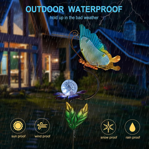 Lampes solaires de jardin en forme de papillon, lumières d'extérieur, décorations de jardin de fleurs, art de jardin en métal pour la décoration de patio, cadeaux pour maman - Product Image 5