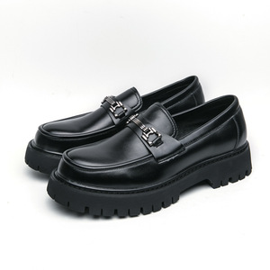 Foreign Trade PU Shoes Men's 2025 Spring <strong>Loafers</strong> Slip-on Thick-soled Youth Casual British Fashionable Solid Peas Shoes - Product Image 3