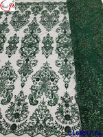 Tissu en dentelle de luxe pour vêtements et robes, avec des fleurs, des perles et des paillettes, de la marque RTS Lisami Design Fashion