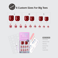 Faux ongles de pieds carrés courts en gel souple, design français, vente en gros, magnifiques faux ongles de pieds artificiels 3D avec nœud rouge à presser, avec colle