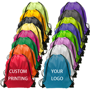 Custom Logo Promotional Polyester Nylon Sports Bulk Drawstring Backpack Draw String Bag for School Gym