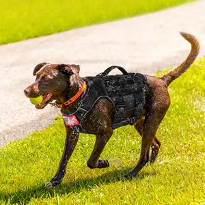 Adjustable Nylon K9 Tactical Dog Vest Harness With 4 Durable Buckles