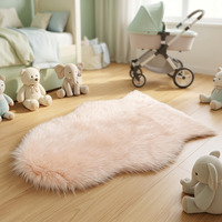 Tapis d'intérieur moderne rose en fausse fourrure de mouton, à poils longs, en polyester, shaggy, lavable en machine, antidérapant, pour la vente en gros